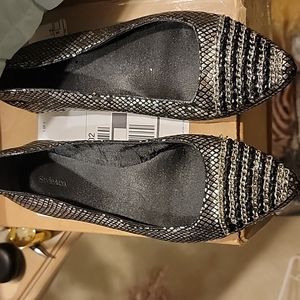 Womens size 8 style and company black and silver chain ballet flats brand new
